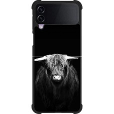 Coque Samsung Galaxy Z Flip4 - Silicone rigide noir Highland calf black