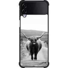 Coque Samsung Galaxy Z Flip4 - Silicone rigide noir Highland cattle