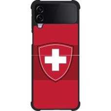Coque Samsung Galaxy Z Flip4 - Silicone rigide noir Hockey World Championship Ecusson Suisse