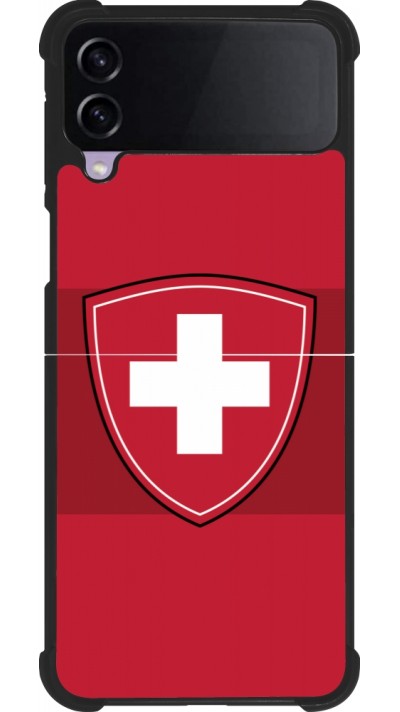 Coque Samsung Galaxy Z Flip4 - Silicone rigide noir Hockey World Championship Ecusson Suisse