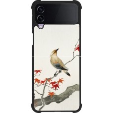 Coque Samsung Galaxy Z Flip4 - Silicone rigide noir Japanese Bird