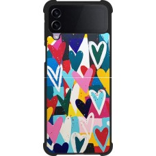 Coque Samsung Galaxy Z Flip4 - Silicone rigide noir Joyful Hearts