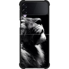 Coque Samsung Galaxy Z Flip4 - Silicone rigide noir Lion looking up
