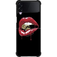 Coque Samsung Galaxy Z Flip4 - Silicone rigide noir Lips bullet