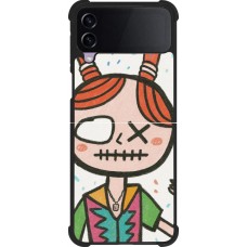 Coque Samsung Galaxy Z Flip4 - Silicone rigide noir Little Girl Sketch