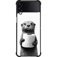 Coque Samsung Galaxy Z Flip4 - Silicone rigide noir Loutre papier de toilette