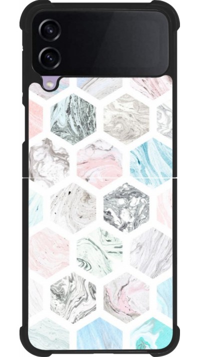 Coque Samsung Galaxy Z Flip4 - Silicone rigide noir Marble Everything