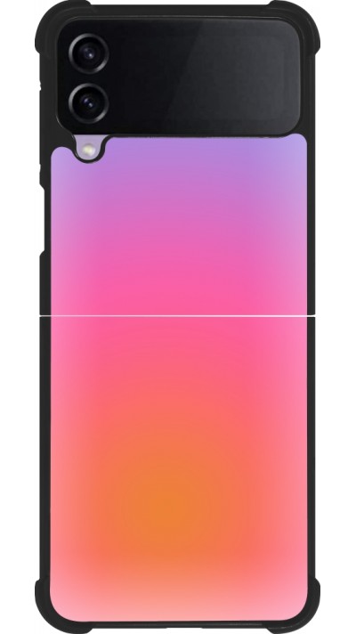 Coque Samsung Galaxy Z Flip4 - Silicone rigide noir Orange Pink Blue Gradient