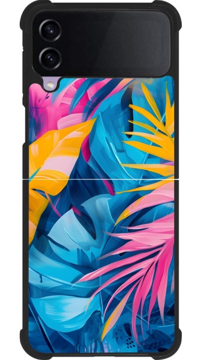 Coque Samsung Galaxy Z Flip4 - Silicone rigide noir Palms Blue
