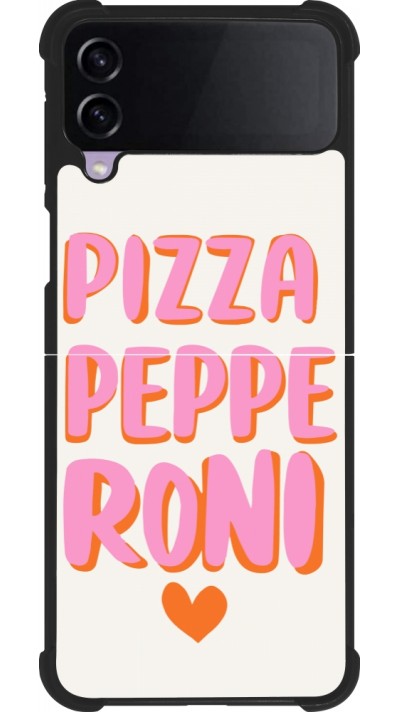 Coque Samsung Galaxy Z Flip4 - Silicone rigide noir Pizza pepperoni 2026