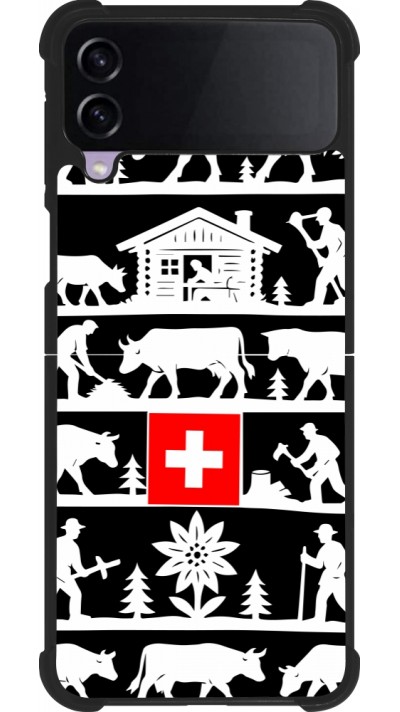 Coque Samsung Galaxy Z Flip4 - Silicone rigide noir Poya Suisse 1 noir