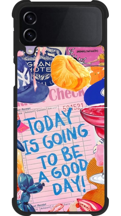Coque Samsung Galaxy Z Flip4 - Silicone rigide noir Preppy Today is Going to be a good day