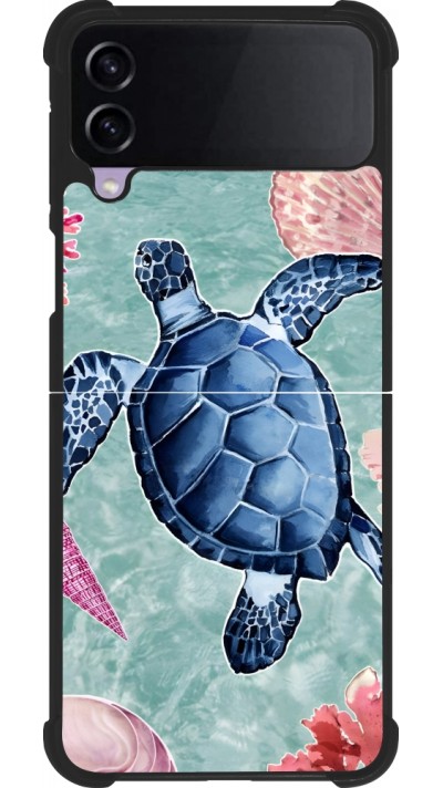 Coque Samsung Galaxy Z Flip4 - Silicone rigide noir Preppy Turtle