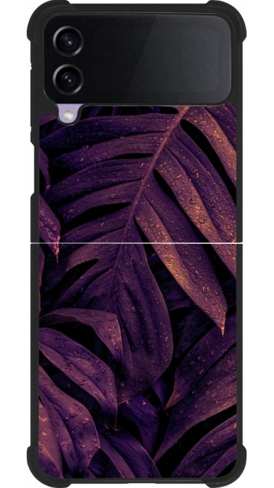Coque Samsung Galaxy Z Flip4 - Silicone rigide noir Purple Light Leaves