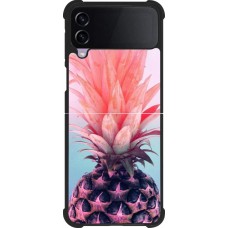 Coque Samsung Galaxy Z Flip4 - Silicone rigide noir Purple Pink Pineapple