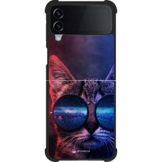 Coque Samsung Galaxy Z Flip4 - Silicone rigide noir Red Blue Cat Glasses