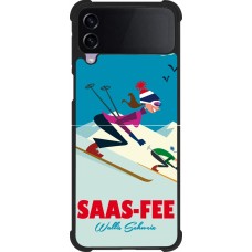 Coque Samsung Galaxy Z Flip4 - Silicone rigide noir Saas-Fee Ski Downhill