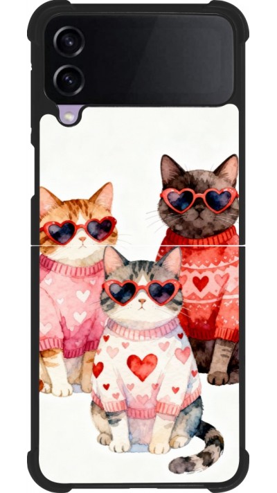 Samsung Galaxy Z Flip4 Case Hülle - Silikon schwarz Saint Valentines Day 26 Cat Love