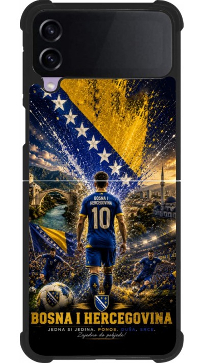 Coque Samsung Galaxy Z Flip4 - Silicone rigide noir Football Bosnie-Herzégovine splash 2026