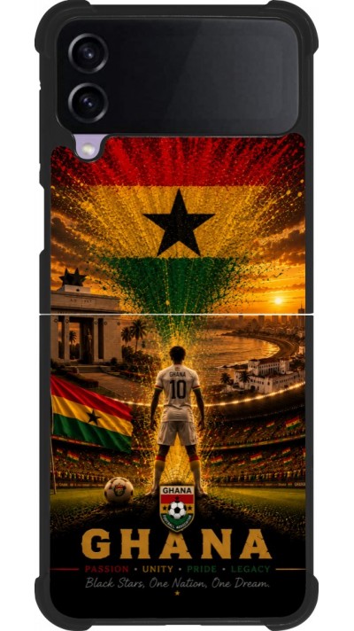 Coque Samsung Galaxy Z Flip4 - Silicone rigide noir Football Ghana splash 2026