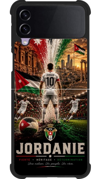 Coque Samsung Galaxy Z Flip4 - Silicone rigide noir Football Jordanie splash 2026