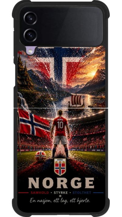 Coque Samsung Galaxy Z Flip4 - Silicone rigide noir Football Norvège splash 2026