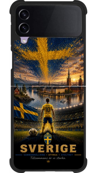 Coque Samsung Galaxy Z Flip4 - Silicone rigide noir Football Suède splash 2026