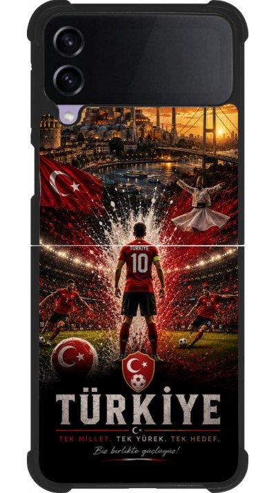 Coque Samsung Galaxy Z Flip4 - Silicone rigide noir Football Turquie splash 2026