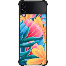 Coque Samsung Galaxy Z Flip4 - Silicone rigide noir Spring 23 colorful flowers