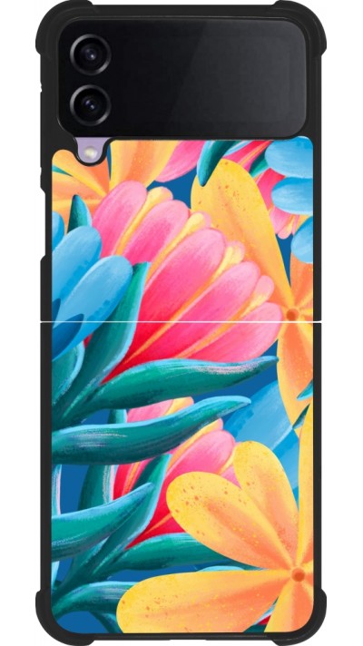 Coque Samsung Galaxy Z Flip4 - Silicone rigide noir Spring 23 colorful flowers