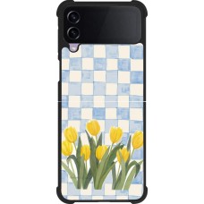 Coque Samsung Galaxy Z Flip4 - Silicone rigide noir Blue vichy tulips Spring 2026