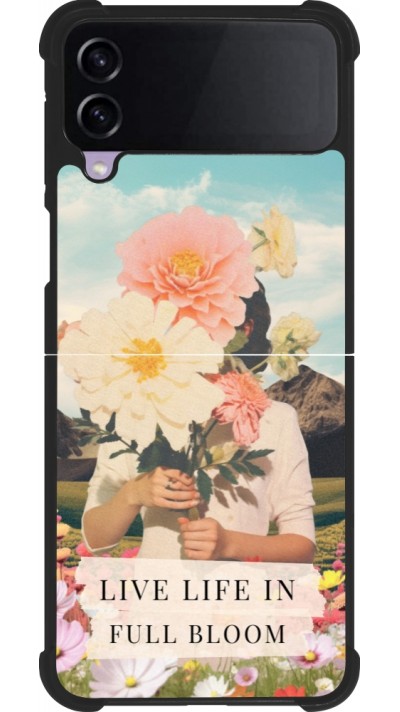 Coque Samsung Galaxy Z Flip4 - Silicone rigide noir Live life in full moon 2026