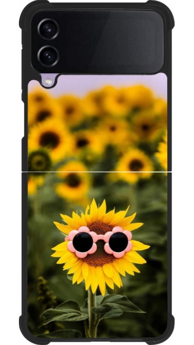 Coque Samsung Galaxy Z Flip4 - Silicone rigide noir Sunflower with glasses 2026