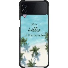 Coque Samsung Galaxy Z Flip4 - Silicone rigide noir Summer 2025 Life is better at the beach