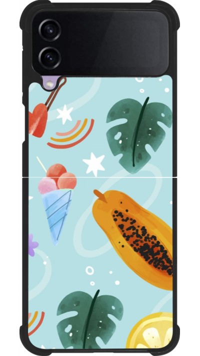 Coque Samsung Galaxy Z Flip4 - Silicone rigide noir Summer 2025 Pattern papaya