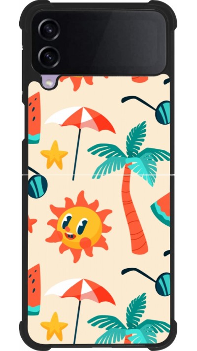 Coque Samsung Galaxy Z Flip4 - Silicone rigide noir Summer 2025 Pattern soleil