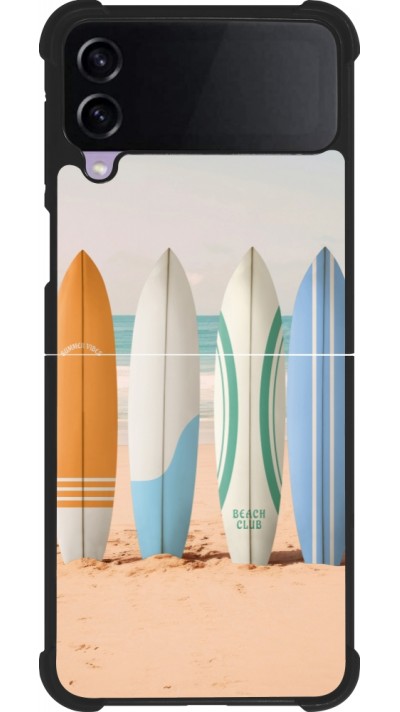 Coque Samsung Galaxy Z Flip4 - Silicone rigide noir Summer surfboard 2025