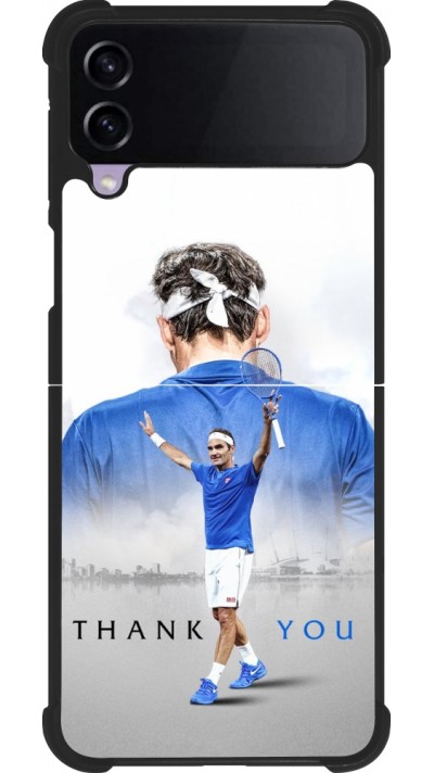 Coque Samsung Galaxy Z Flip4 - Silicone rigide noir Thank you Roger