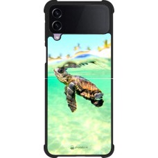 Coque Samsung Galaxy Z Flip4 - Silicone rigide noir Turtle Underwater