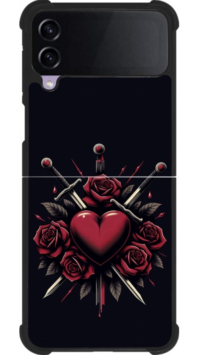 Coque Samsung Galaxy Z Flip4 - Silicone rigide noir Valentine 2024 gothic love