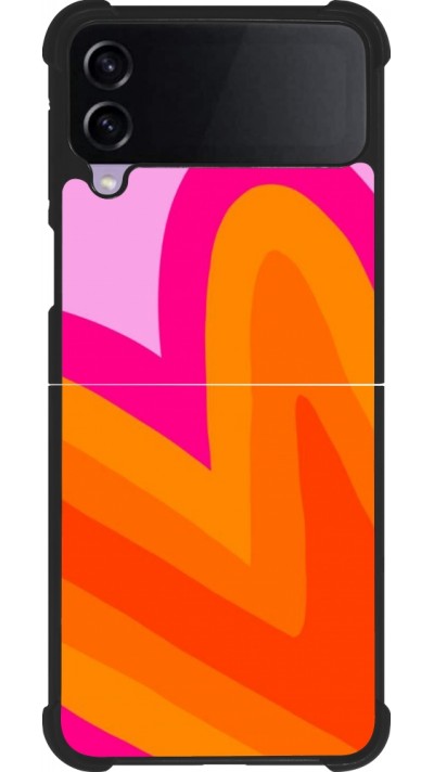 Coque Samsung Galaxy Z Flip4 - Silicone rigide noir Valentine 2024 heart gradient