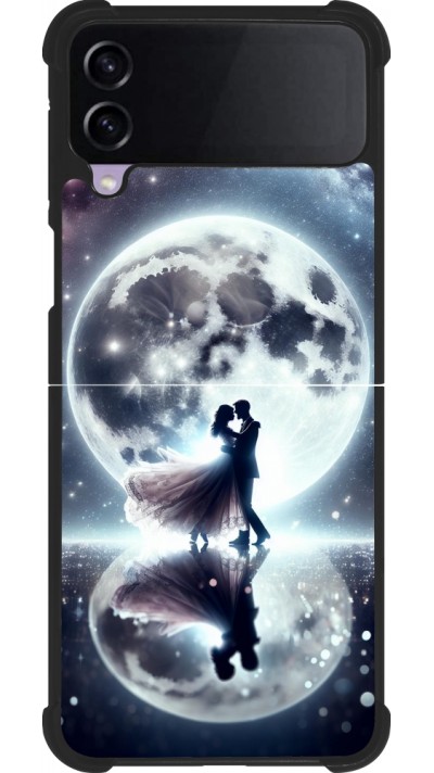 Coque Samsung Galaxy Z Flip4 - Silicone rigide noir Valentine 2024 Love under the moon
