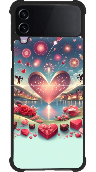 Coque Samsung Galaxy Z Flip4 - Silicone rigide noir Valentine 2025 Chic
