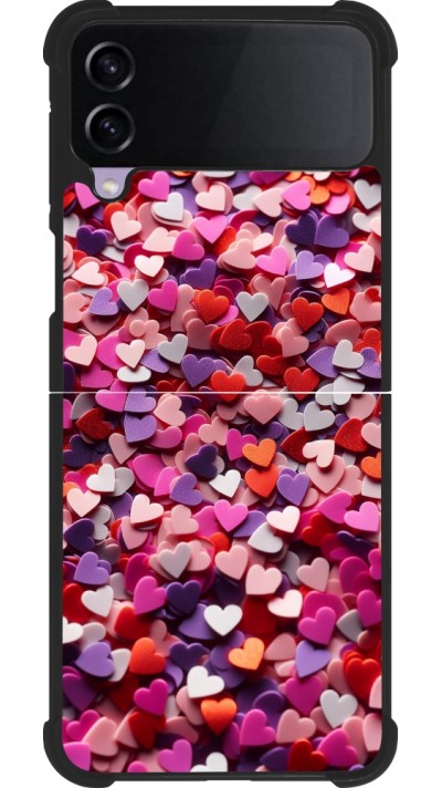 Coque Samsung Galaxy Z Flip4 - Silicone rigide noir Valentine 2025 Confetti