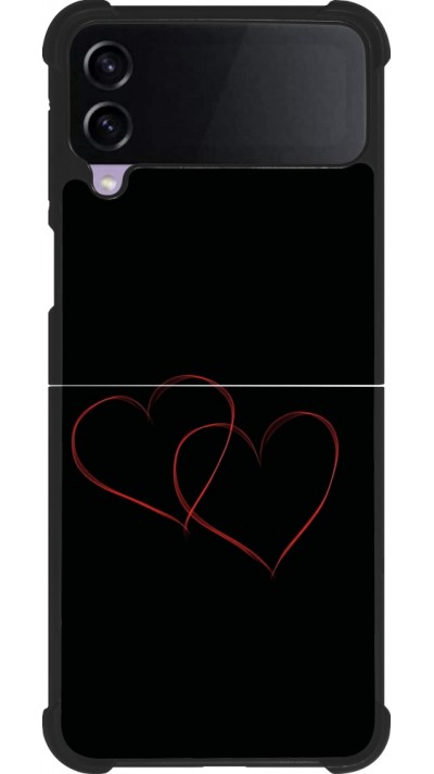 Coque Samsung Galaxy Z Flip4 - Silicone rigide noir Valentine 2023 attached heart
