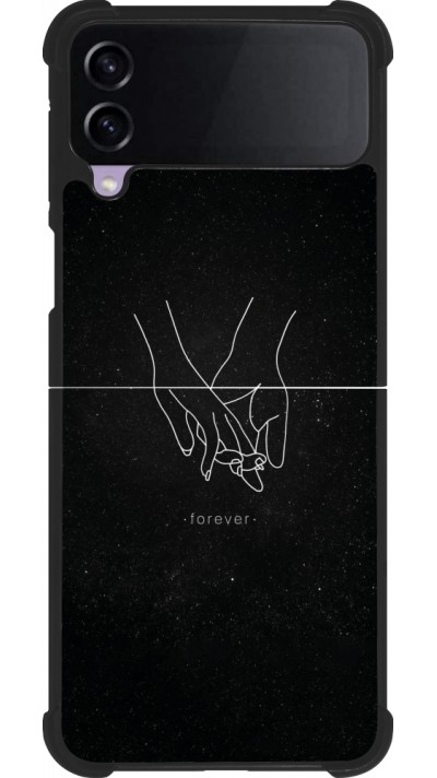 Coque Samsung Galaxy Z Flip4 - Silicone rigide noir Valentine 2023 hands forever