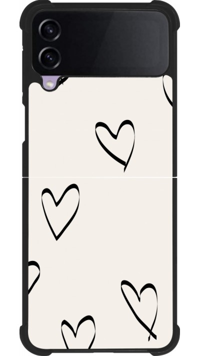 Coque Samsung Galaxy Z Flip4 - Silicone rigide noir Valentine 2023 minimalist hearts