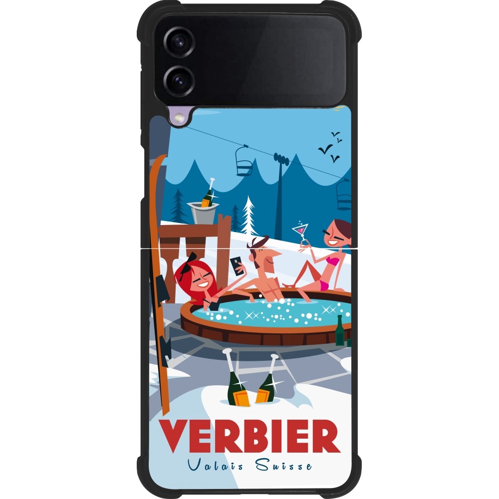 Coque Samsung Galaxy Z Flip4 - Silicone rigide noir Verbier Mountain Jacuzzi