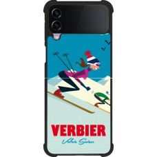 Coque Samsung Galaxy Z Flip4 - Silicone rigide noir Verbier Ski Downhill