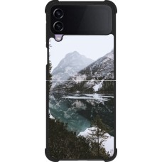 Coque Samsung Galaxy Z Flip4 - Silicone rigide noir Winter 22 snowy mountain and lake